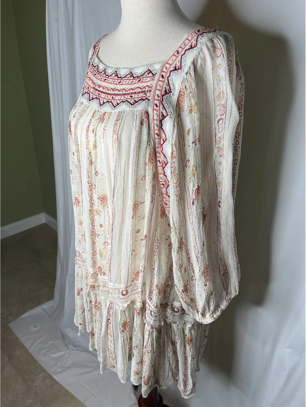 NWT Free People Women's Ivory Combo Dress Size Small
